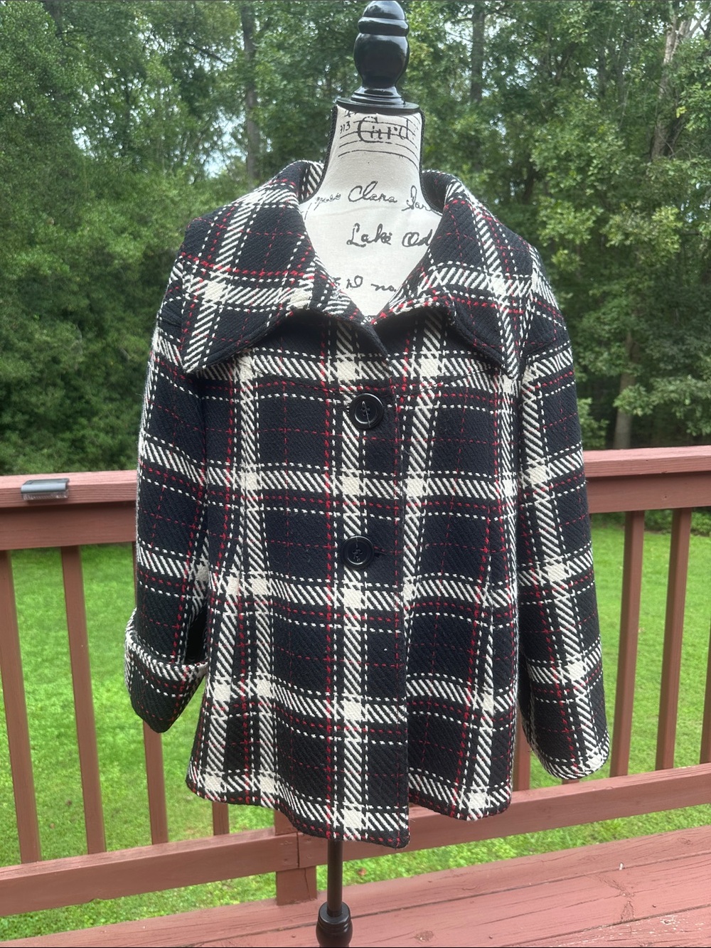 Anne Klein Peacoat Jacket - Black & White Size L